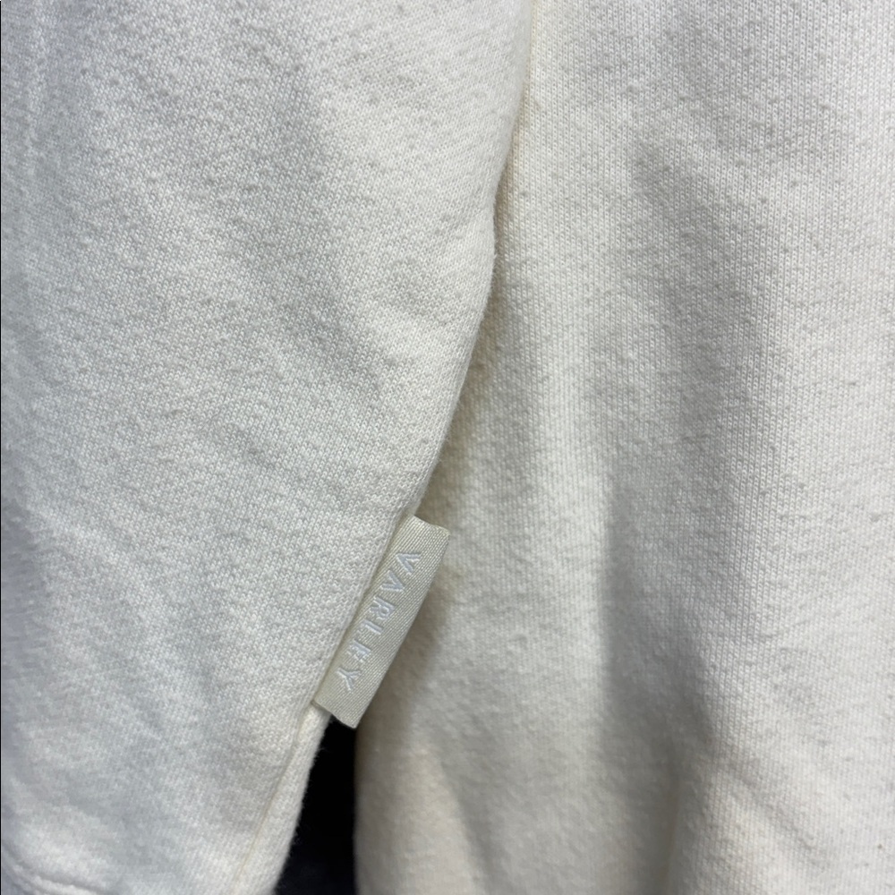 Varley Wood Sweat cream  Ribbed long sleeve cotton blend high neck cinch shirt - Picture 3 of 12